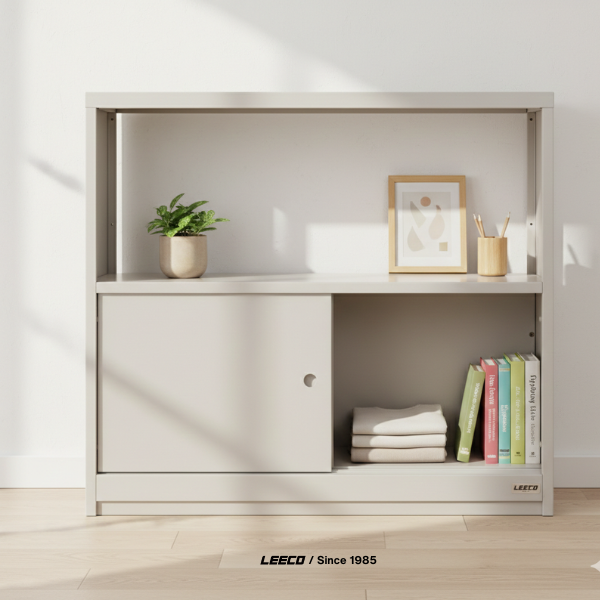 ตู้ชั้นวางทรงเตี้ย LEECO 90 ซม. LC01-C MARBLE WHITE